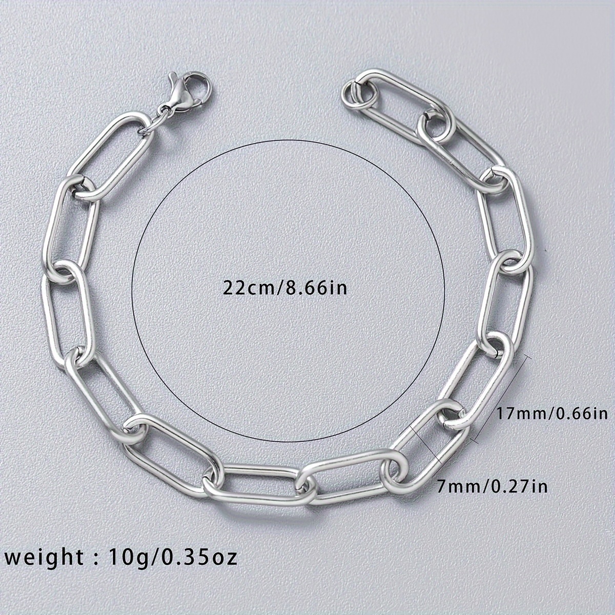 Men's Golden Paperclip Bracelet Stainless Steel Adjustable Chain Link Closure